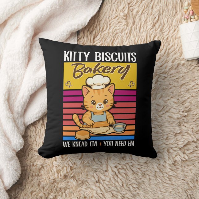 Coussin Cat Kneading Baker Kitty Biscuits On Knead Em You (Couverture)