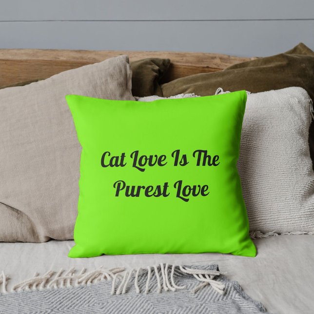 Coussin Cat Love Purest Personnalisez mignon Citation Lime (Créateur téléchargé)