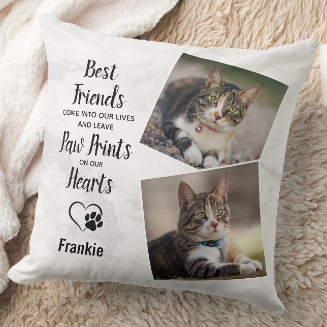 Coussin Cat Memorial Empreintes de pattes personnalisés Po (Créateur téléchargé)