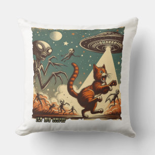 Coussin Cat UFO Selfie : Invasion Vintage #02 Coussin.