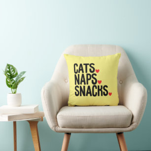 Coussin Cats Naps Snacks - Amoureux de les chats