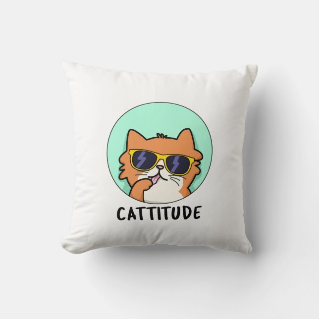 Coussin Cattitude Funny Chat Pun (Recto)