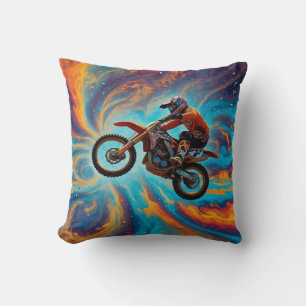 Coussin Cavalier de motocross et paysage de rêve