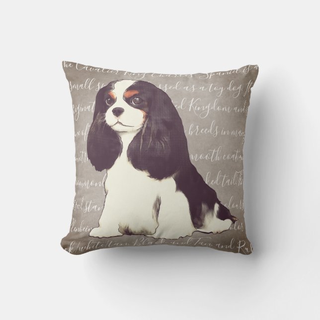 Coussin cavalier d'illustration d'épagneul du Roi (Recto)
