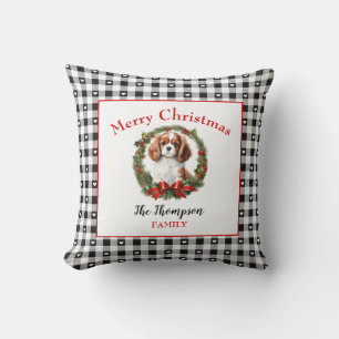 Coussin Cavalier King Charles Chien Noël En vichy Nom