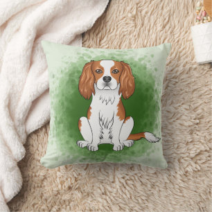Coussin Cavalier King Charles Spaniel Blenheim sur fond ve