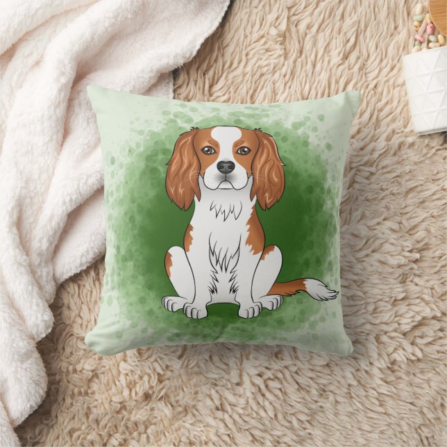 Coussin Cavalier King Charles Spaniel Blenheim sur fond ve (Couverture)