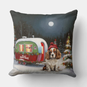 Coussin Cavalier King Charles Spaniel Caravane Noël