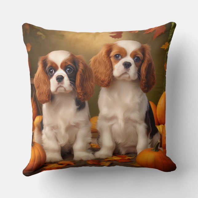 Coussin Cavalier King Charles Spaniel Chiot Citrouille d'a (Verso)