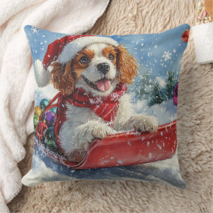 Coussin Cavalier King Charles Spaniel Traîneau de Noël