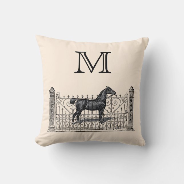 Coussin Cavalier personnalisable de monogramme de couleur (Recto)