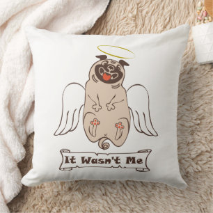 Coussin Ce n'était pas moi ange carlin drôle de citation