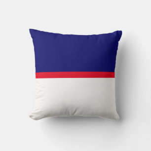 Coussin Ceinture rouge sur fond bleu marine et blanc