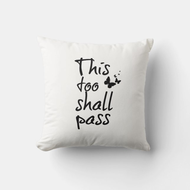 Coussin Cela aussi doit passer le devis avec des papillons (Recto)