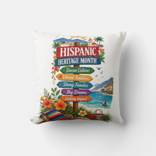 Coussin Célébration côtière du Mois du patrimoine hispaniq