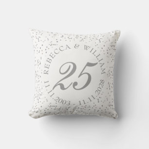 Coussin Célébration de 25 ans de mariage Confetti Star Dus