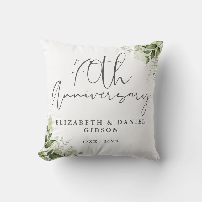 Coussin Célébration de 70 ans de mariage avec verdure flor (Recto)