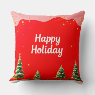 Coussin Célébration festive des Fêtes avec des sapins de N