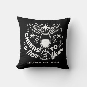 Coussin Célébrer les nouveaux débuts Vin Verre Illustratio