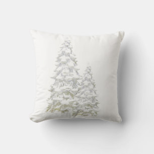 Coussin Célébrez l'hiver Snowy Tree Jetez l'oreiller