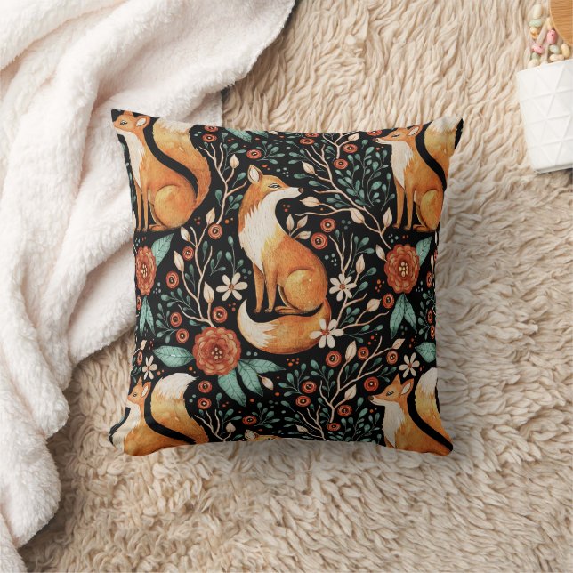 Coussin Celestial Fox in a Starry Night Sky (Couverture)