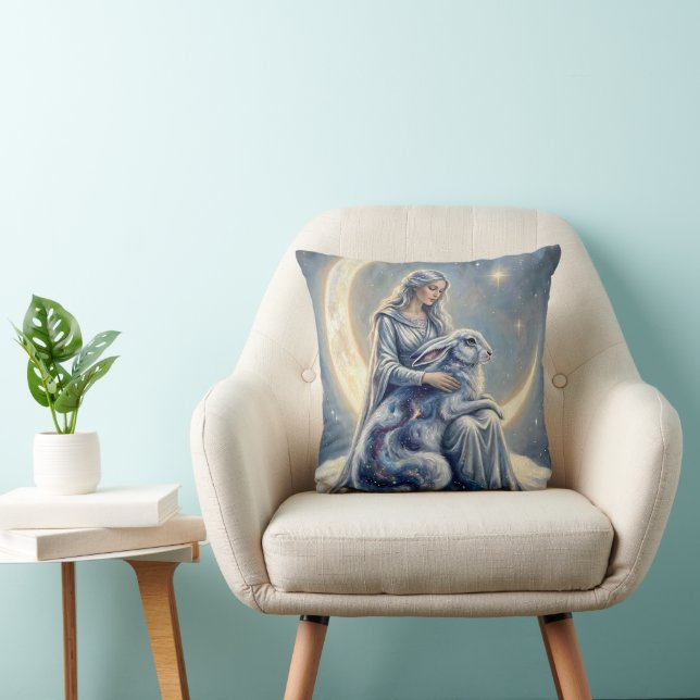 Coussin Celestial Galaxy Hare Moon Goddess Fantasy Art (Chaise)