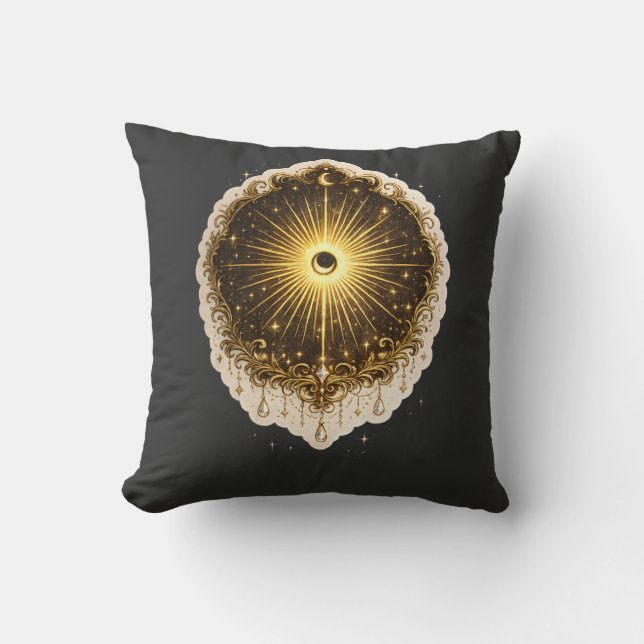 Coussin Celestial Sun Moon Symbol Sacred Cosmic Balance (Recto)
