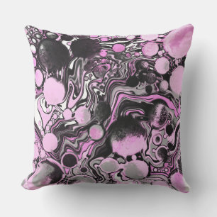 Coussin Cellules d'art fluides en marbre rose et noir Mode
