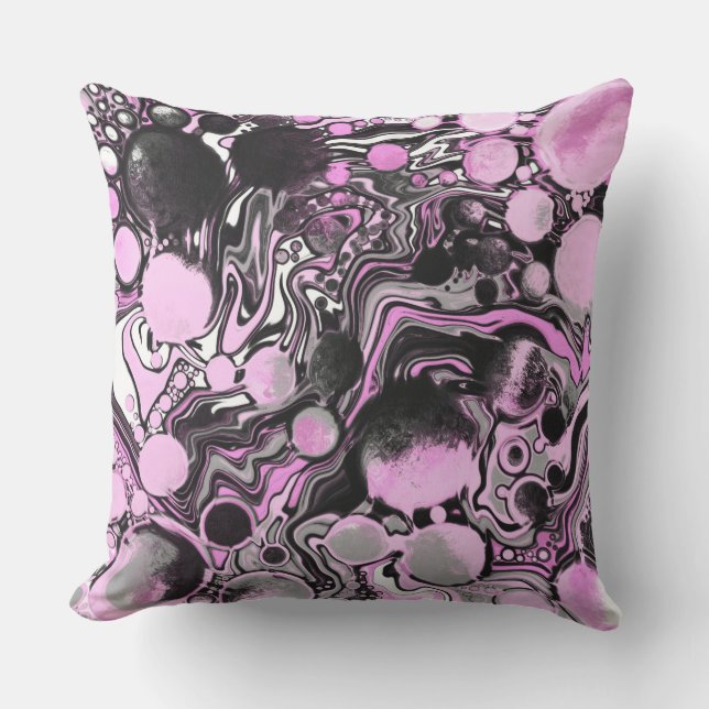 Coussin Cellules d'art fluides en marbre rose et noir Mode (Recto)