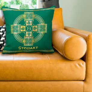 Coussin Celtic Cross and Knot Letter S Monogram et nom