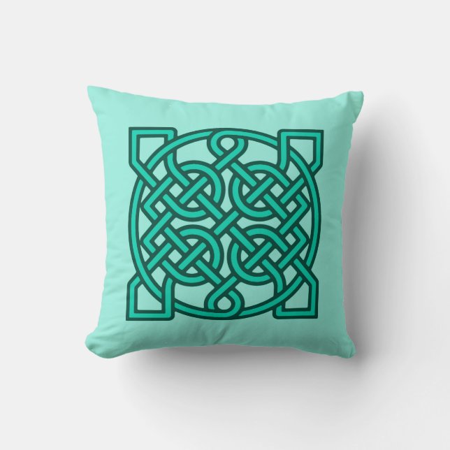 Coussin Céltic Sailor's Knot, Turquoise, Aqua et Turquoise (Recto)
