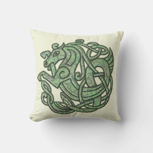 Coussin celtique vert de Mojo de cheval (Recto)