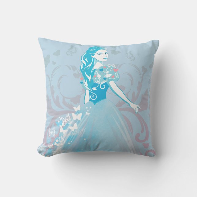 Coussin Cendrillon fantaisie papillon fleurit (Recto)