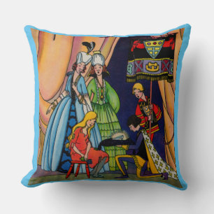 Coussin Cendrillon, le prince et la glissière en verre