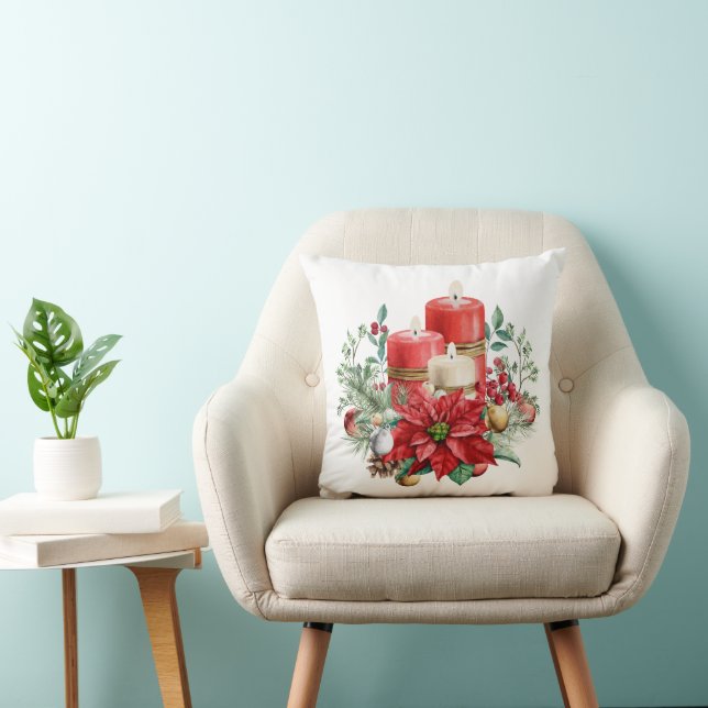 Coussin Centerpiece de bougie avec Poinsettia Flower (Chaise)