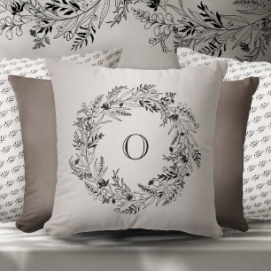 Coussin Cercle botanique intemporel de feuilles avec la le