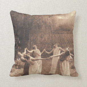 Coussin Cercle De Sorcières Les Femmes Vintages Dansant
