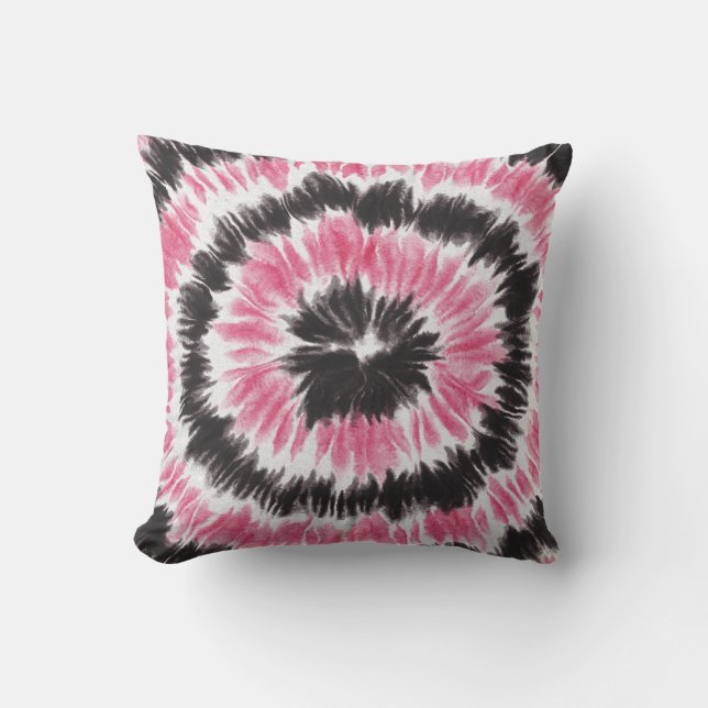 Coussin Cercle de teinture à tarte noire rose (Recto)