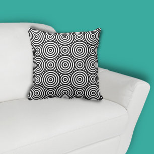 Coussin Cercle noir ethnique Motif blanc