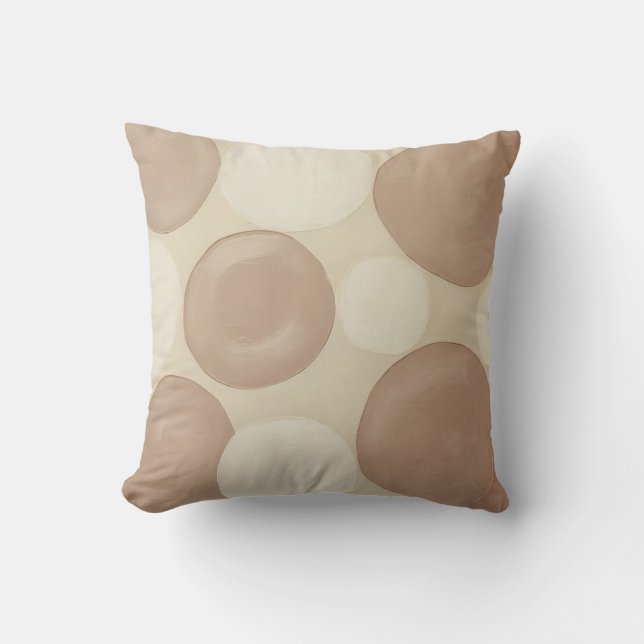 Coussin Cercles Abstraits dans les tons neutres Jeter l'or (Recto)