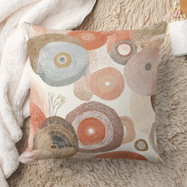 Coussin Cercles Abstraits de Earthy Boho | Conception orga (Couverture)