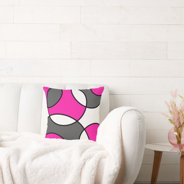 Coussin Cercles Abstraits gris rose chaud noir blanc (Canapé)