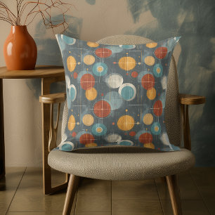 Coussin Cercles atomiques MCM moyens - Gige et Turquoise