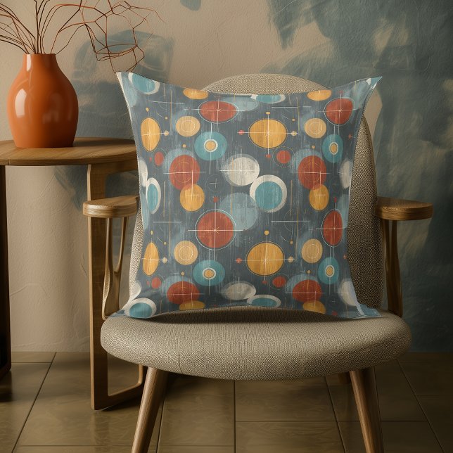 Coussin Cercles atomiques MCM moyens - Gige et Turquoise (Créateur téléchargé)