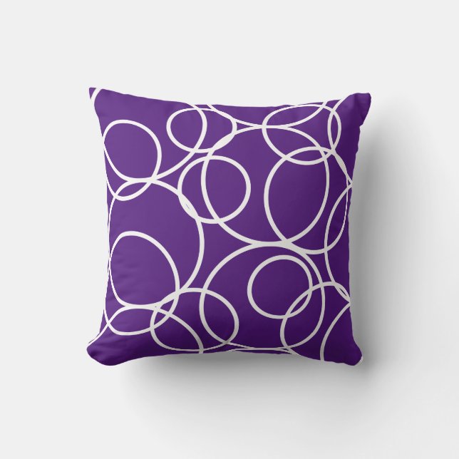 Coussin Cercles blancs géométriques Abstraits violets mode (Recto)