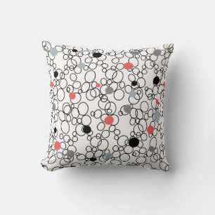 Coussin Cercles blancs noirs coralliens, points
