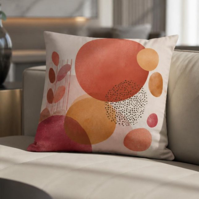 Coussin Cercles Boho Abstraits / Terracotta Chaud (Créateur téléchargé)