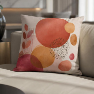 Coussin Cercles Boho Abstraits /Terracotta chaude