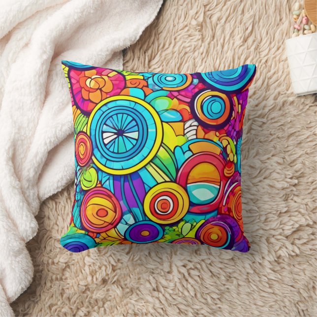 Coussin Cercles colorés Art Abstrait (Couverture)