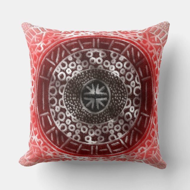 Coussin Cercles concentrés Tribal africain Imprimer rouge  (Recto)